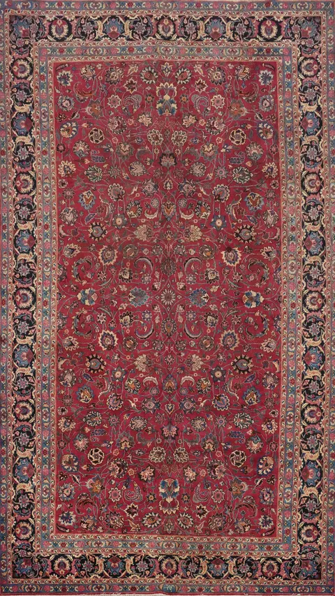 Handmade Floral Mashad Persian Large Rug 10x16