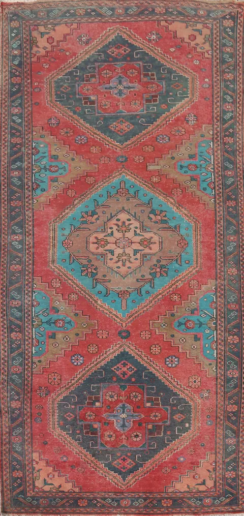 Geometric Wool Hamedan Persian Area Rug 5x11