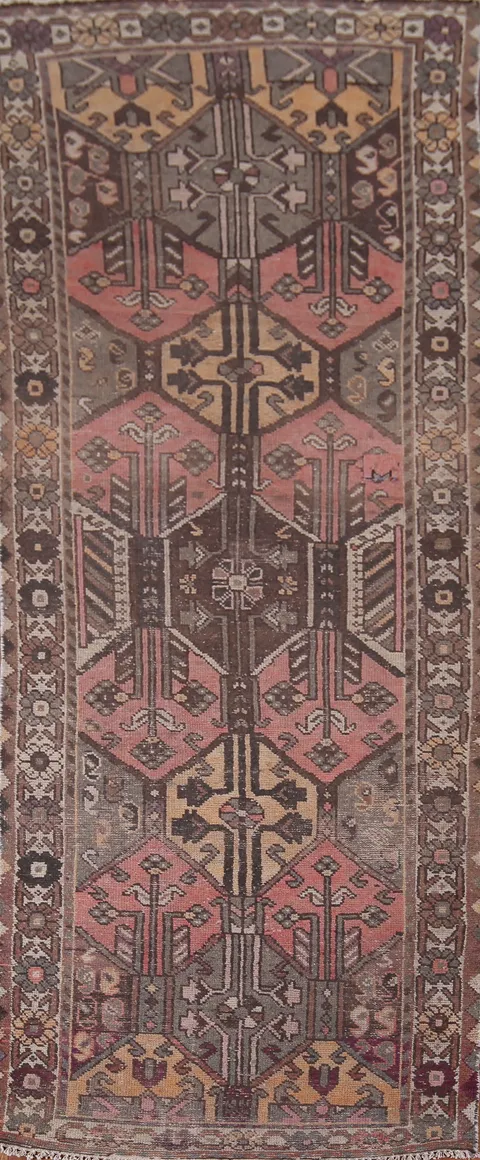 Distressed Wool Bakhtiari Persian Runner Rug 3x10