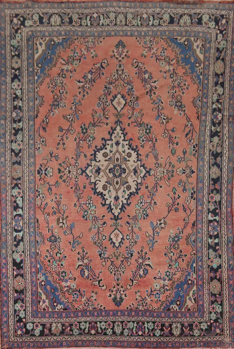 Handmade Floral Wool Hamedan Persian Area Rug 7x10