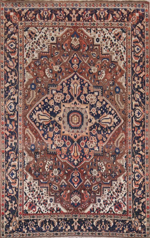 Handmade Wool Geometric Bakhtiari Persian Area Rug 7x10
