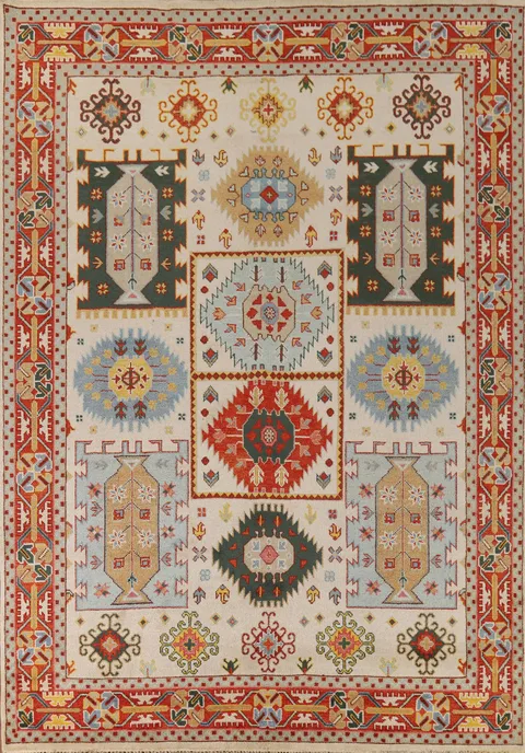 Geometric Wool Heriz Serapi Indian Area Rug 9x12