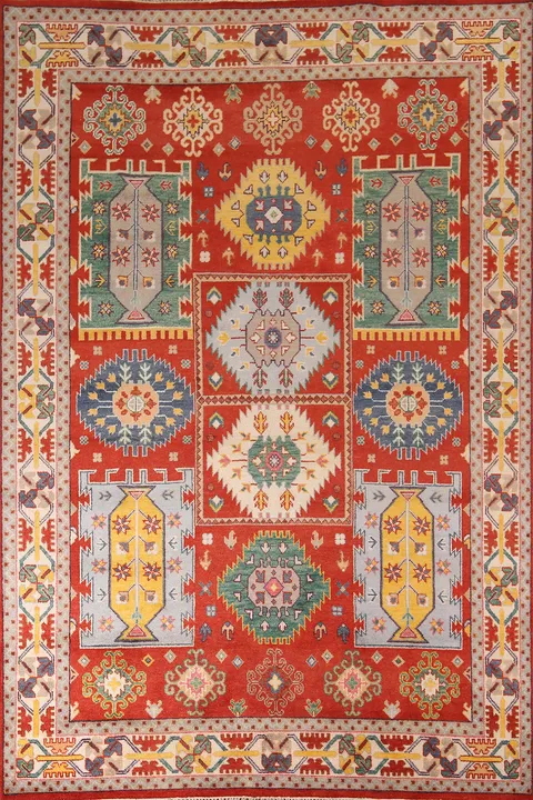 Geometric Wool Heriz Serapi Indian Area Rug 9x12