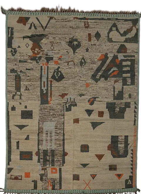 Earth Tone Wool Moroccan Abstract Area Rug 9x12