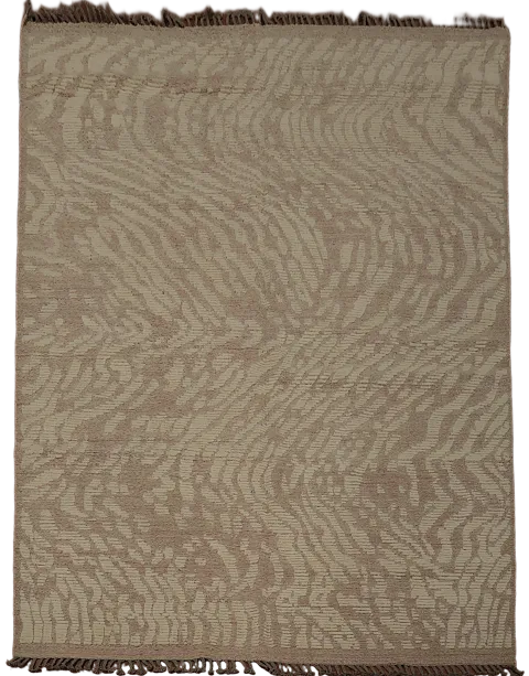 Sophisticated Moroccan Area Rug 8x10 with Wavy Zebra Stripes Design