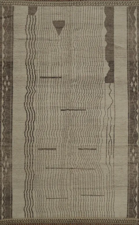 Earth Tone Wool Moroccan Modern Area Rug 9x12