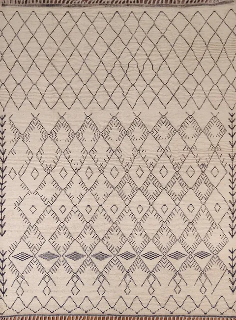 Earth Tone Trellis Moroccan Wool Area Rug 8x10