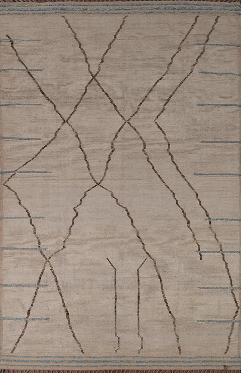 Earth Tone Wool Moroccan Modern Area Rug 8x12