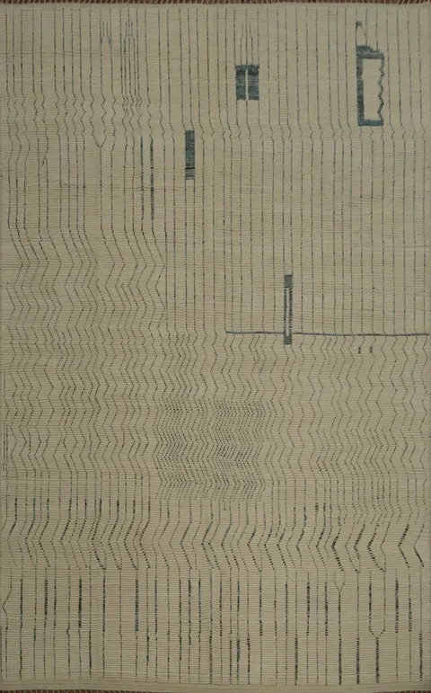 Elegant Moroccan Large Rug 12x15 Featuring Linear Abstract Art