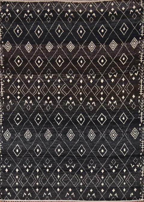 Dark Blue & Brown Moroccan Oriental Area Rug 8x10