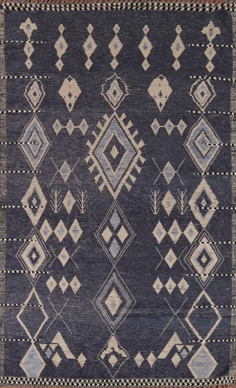 Geometric Blue Moroccan Oriental Area Rug 8x13