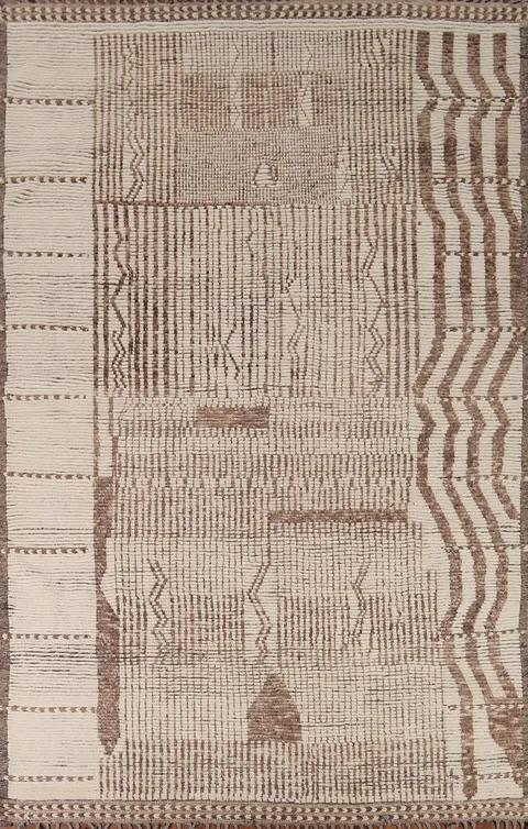 All-Over Striped Moroccan Wool Area Rug 8x11