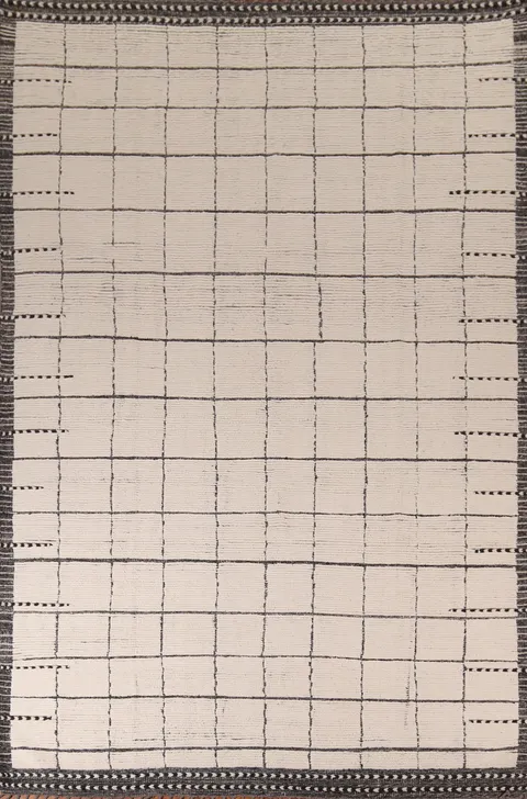 Checkered Wool Moroccan Oriental Area Rug 9x13