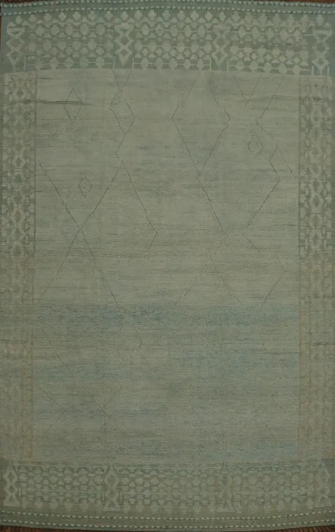 Blue Moroccan Large Rug 12x16 Featuring Intricate Textured Patterns