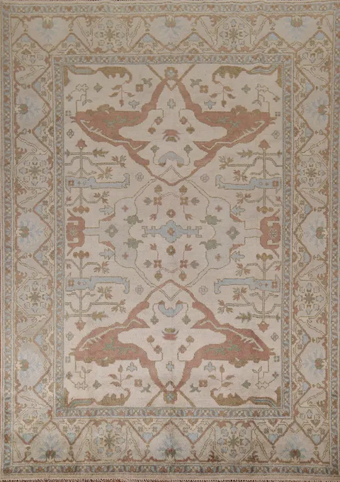 Earth Tone Wool Oushak Indian Area Rug 8x10