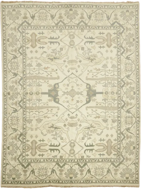Earth Tone Handmade Oushak Wool Area Rug 9x12