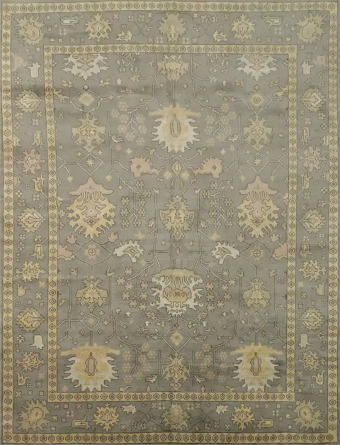 Vintage Inspired Grey Rug with Neutral and Warm Earthy Hues 9'x12'