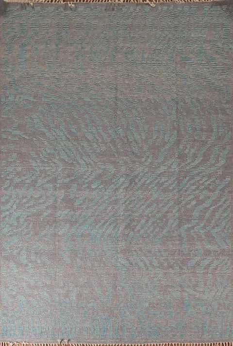 All-Over Gray & Blue Moroccan Abstract Area Rug 9x12