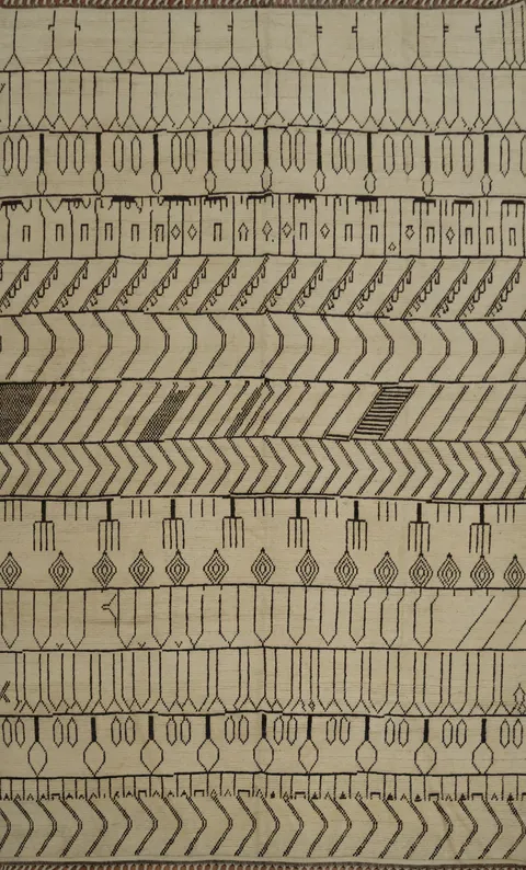 Sophisticated Moroccan Large Rug 10x14 with Artistic Linear Patterns