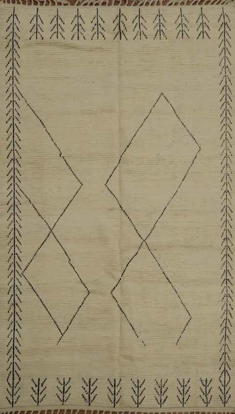 Handcrafted Moroccan Area Rug 6x10 with Elegant Neutral Tones