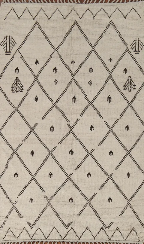 Trellis Wool Moroccan Oriental Area Rug 5x9