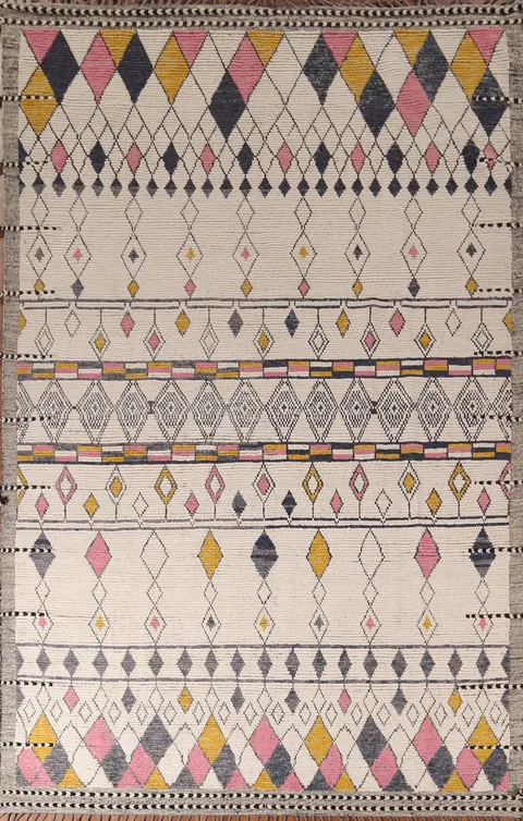 Handmade Wool Moroccan Living Room Area Rug 9x13