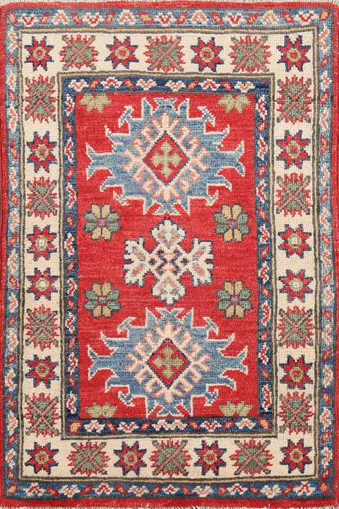 Handmade Red Kazak Oriental Accent Rug 2x3