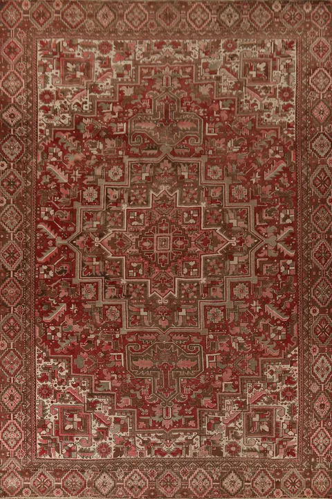 Vintage Wool Geometric Heriz Persian Area Rug 10x13