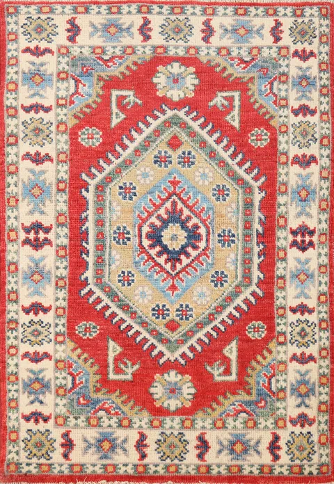 Geometric Wool Kazak Oriental Accent Rug 2x3