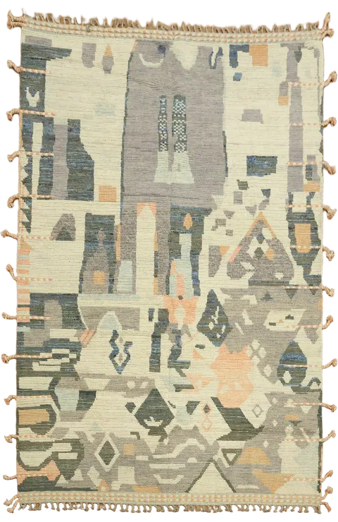 All-Over Handmade Moroccan Abstract Area Rug 8x12