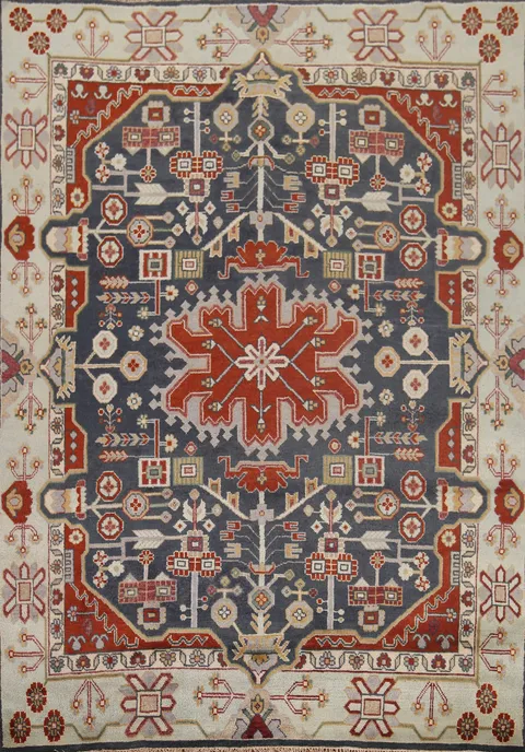 Blue Geometric Kazak Indian Area Rug 8x10