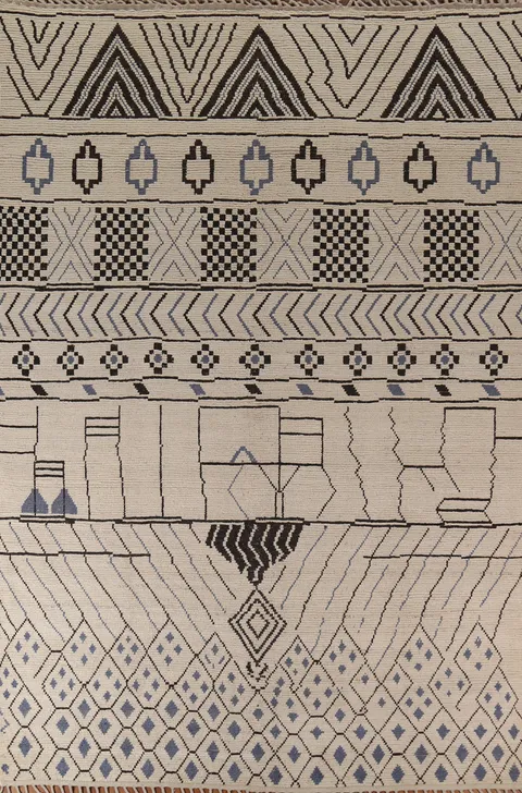 Geometric Wool Trellis Moroccan Area Rug 9x12