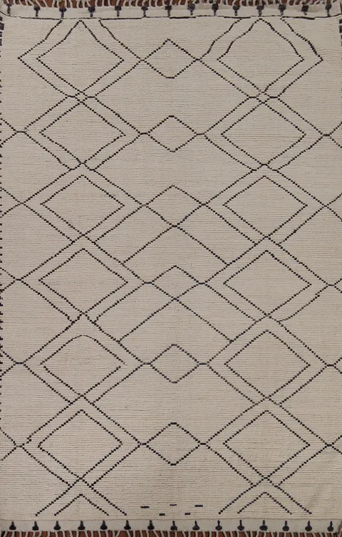 Trellis Moroccan Earth Tone Wool Area Rug 8x11