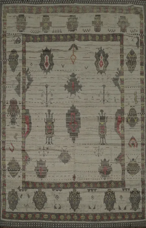 Geometric Wool Moroccan Wool Large Rug 10x15