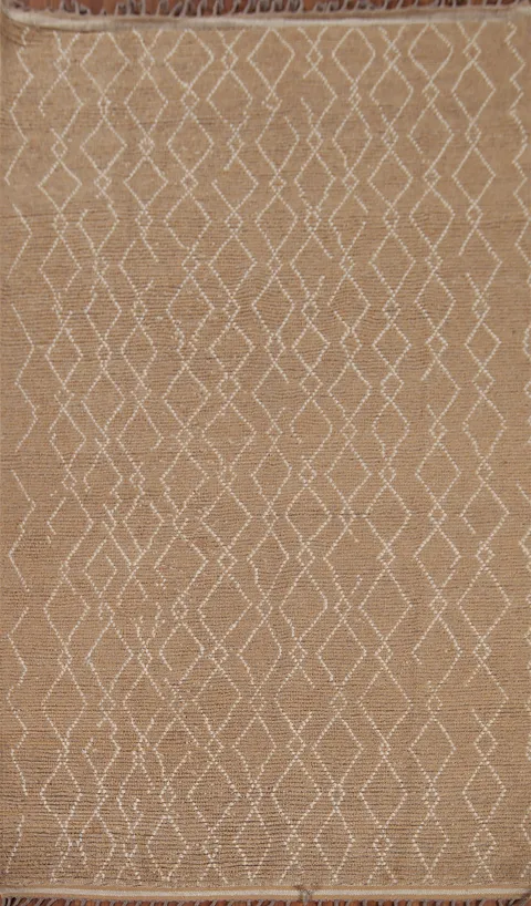 Earth Tone Wool Moroccan Oriental Area Rug 6x10