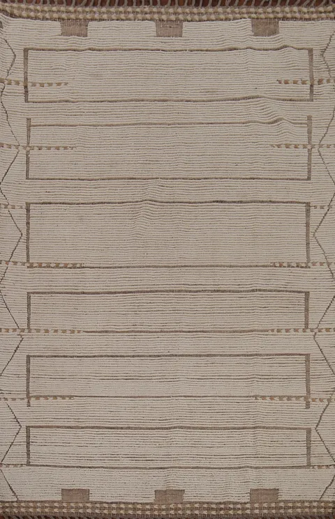 Earth Tone Wool Moroccan Oriental Area Rug 6x9