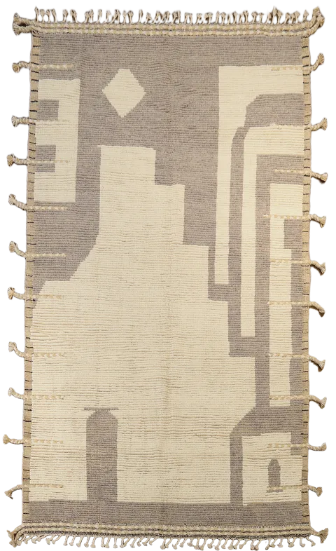 Earth Tone Wool Moroccan Modern Area Rug 6x10