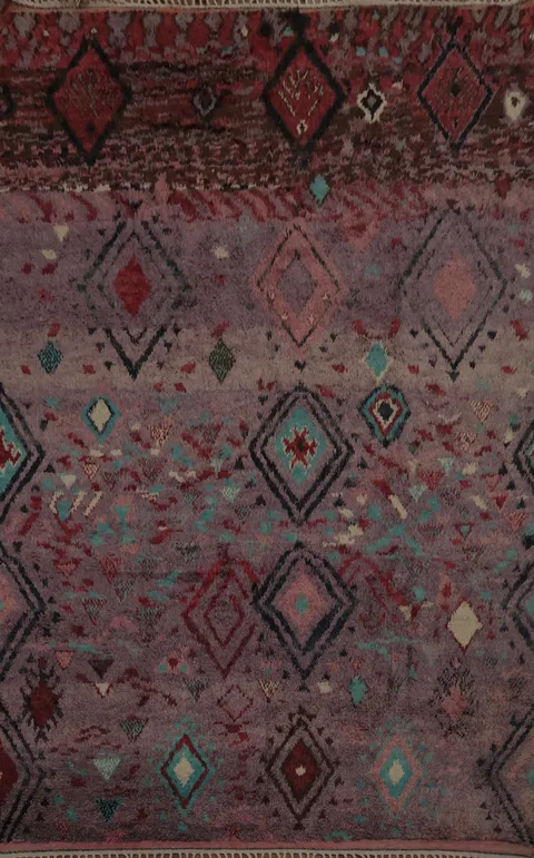Handmade Plush Purple Moroccan Abstract Area Rug 9x13