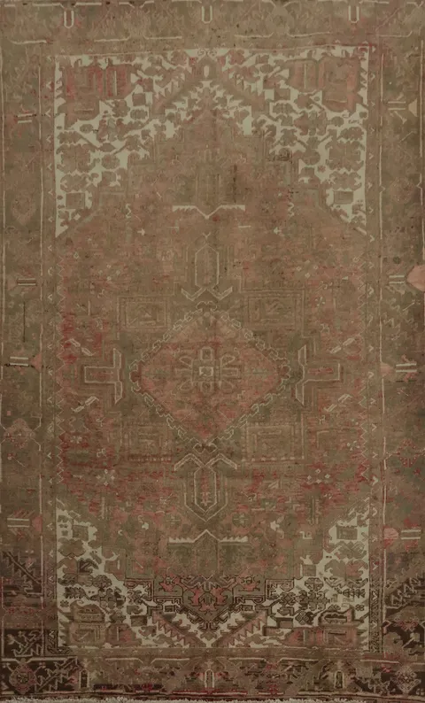 Handmade Wool Geometric Heriz Persian Area Rug 7x11