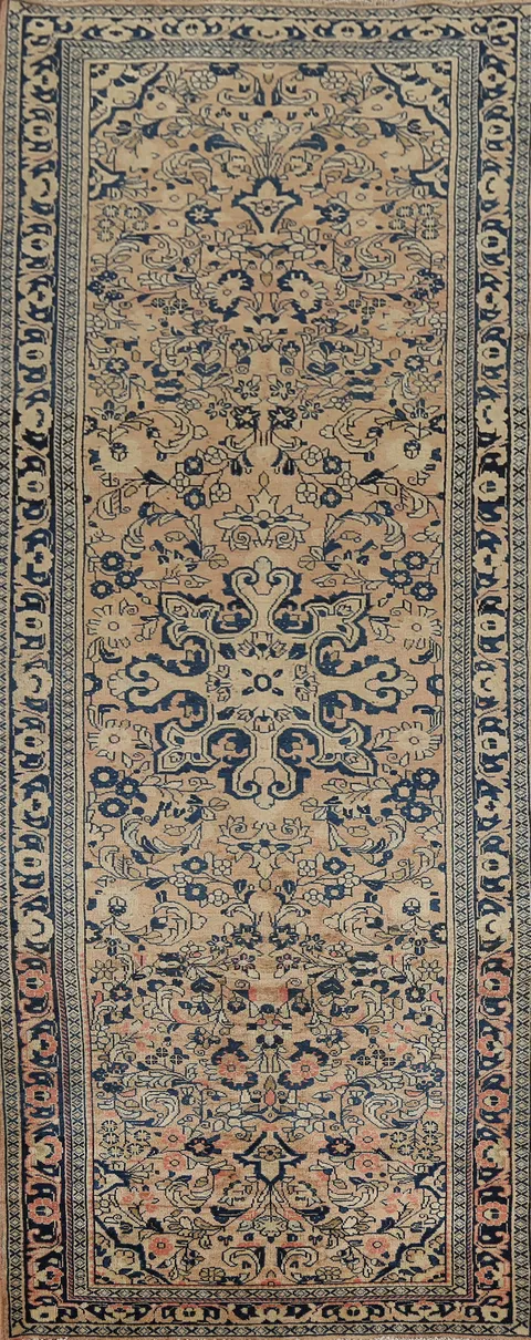 Vintage Floral Sarouk Persian Runner Rug 4x13