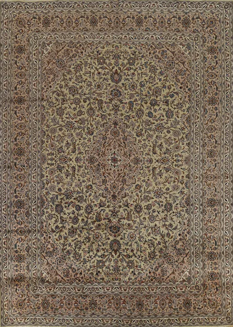 Traditional Green Kashan Persian Area Rug 10x12