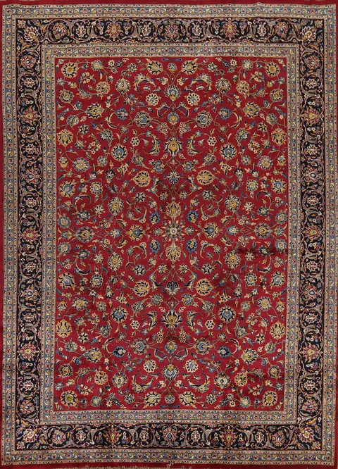 Vegetable Dye Red Kashan Persian Area Rug 10x12