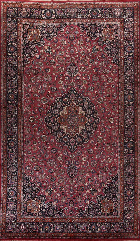 Traditional Floral Mashad Persian Large Rug 10x17