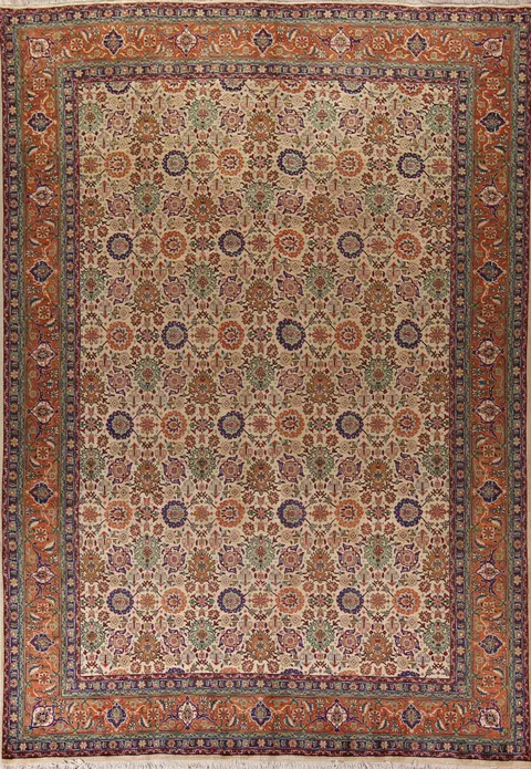 All-Over Floral Tabriz Persian Area Rug 10x13
