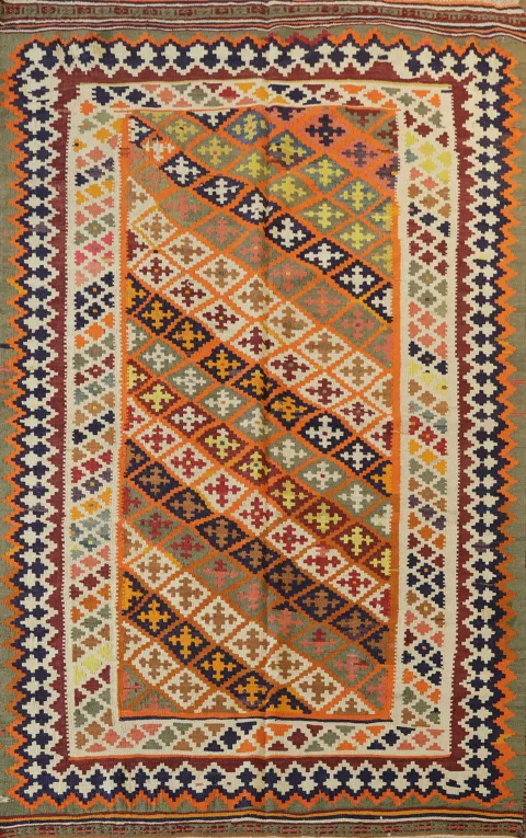 Vegetable Dye Kilim Qashqai Persian Area Rug 5x8