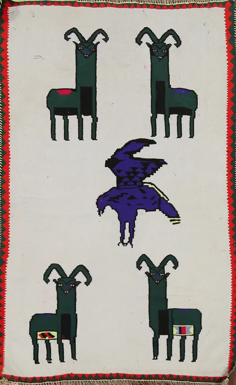Animals Tribal Wool Kilim Persian Rug 3x4