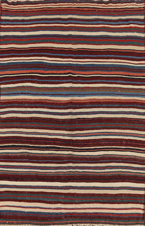 Vegetable Dye Kilim Qashqai Persian Area Rug 6x9