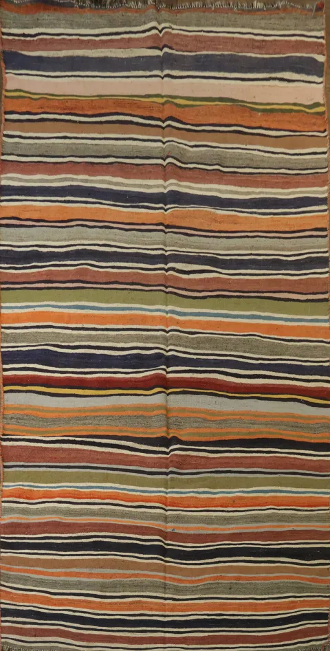 Striped Wool Kilim Qashqai Persian Living Room Rug 5x10