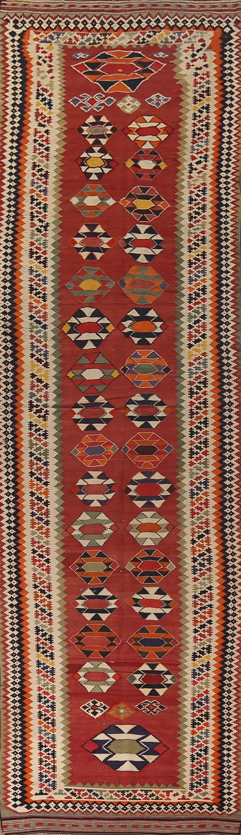 Vegetable Dye Kilim Qashqai Masterpiece Persian Rug 5x20