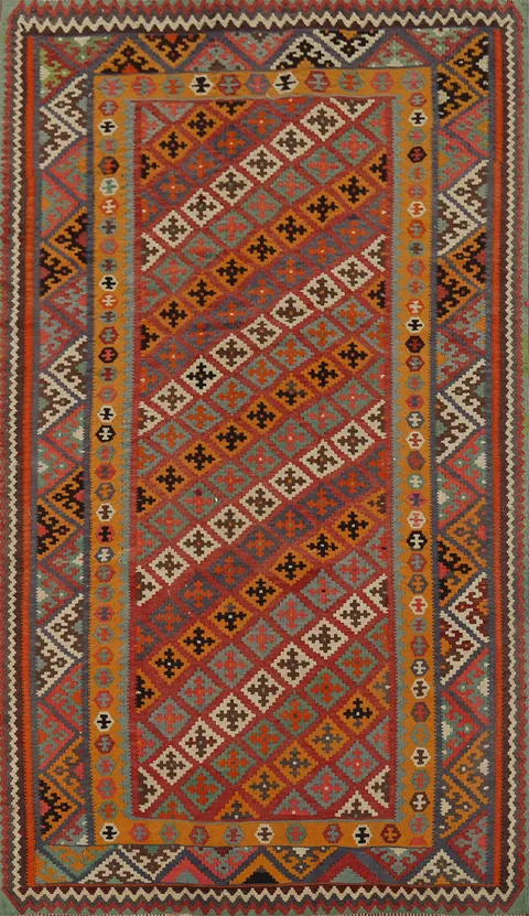 Vegetable Dye Kilim Qashqai Nomadic Persian Rug 5x9